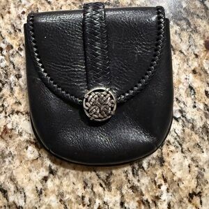 VTG Brighton Leather Belt Bag Change Purse Mini Biker Bag Western Buckle Black